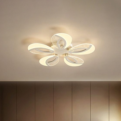 Petal Acrylic Flush Mount Lamp Modernist 3/5/12 Heads Clear and White LED Semi Flush Ceiling Light Fixture