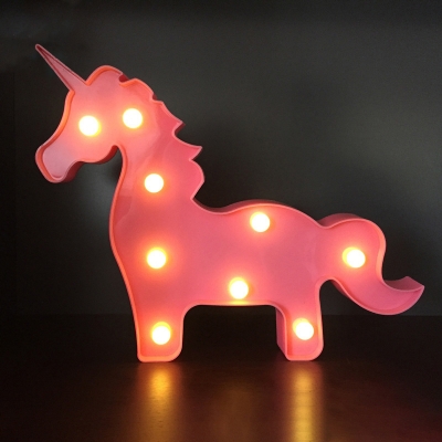 Pink/Blue/Red Unicorn Night Lighting Cartoon Plastic LED Wall Night Lamp for Childrens Bedroom
