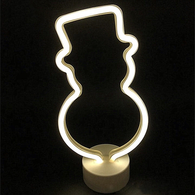 Plastic Angel/Deer/Snowman Night Lighting Cartoon Battery Powered LED Table Lamp in White for Kids Room
