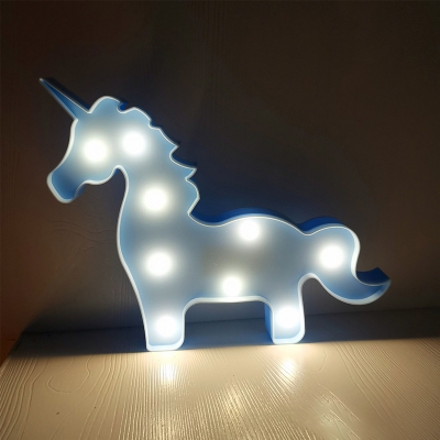 Scallop/Unicorn/Flying Horse Night Light Cartoon Plastic Childrens Room Battery LED Wall Lamp in Pink/White/Blue