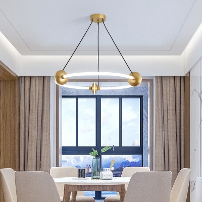 Postmodern LED Pendant Lighting Black/Gold U-Shaped/Round/Oval Chandelier with Acrylic Shade for Dining Room