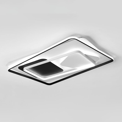 Square/Rectangular Living Room Flushmount Metal Contemporary Surface Mounted LED Ceiling Lamp in Black, Warm/White Light