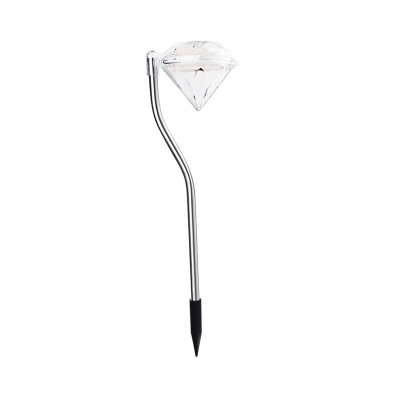 Swan Neck Metal Solar Stake Lamp Nordic Clear LED Ground Light with Diamond Shade, Warm/Multicolored Light