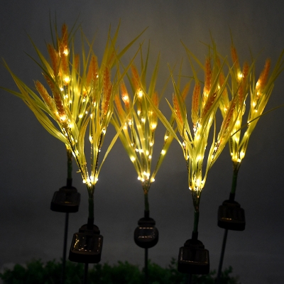 Wheat Garden Solar Stake Lighting Plastic Rustic LED Ground Lamp in Yellow, 1 Piece