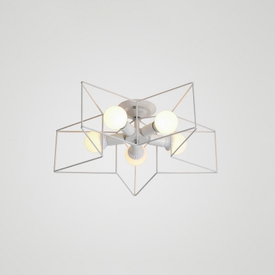 White/Gold 5 Heads Flush Ceiling Light Nordic Metal Star Flushmount Lighting for Bedroom