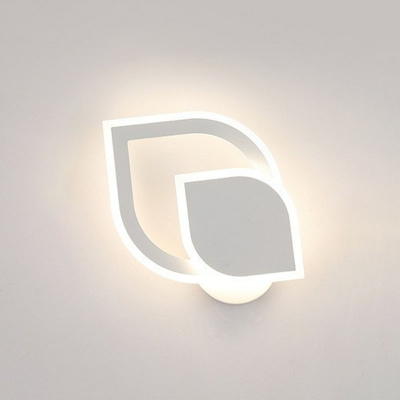 White Leaf/Oval/Square Sconce Light Nordic Acrylic LED Wall Mounted Lamp in Warm/White/Natural Light for Living Room