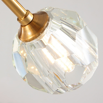 9/12/18 Lights Ceiling Chandelier Postmodern Branching Cut Crystal Ball Pendant Light in Brass