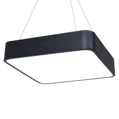 Acrylic Square LED Pendant Lamp Contemporary Black/Red/Wood Hanging Ceiling Light over Table, Small/Large