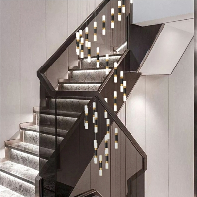 Black and White Tube Cluster Pendant Modern 12 Bulbs Metal LED Suspended Lighting Fixture