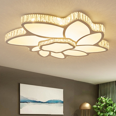 Clear Crystal Flower Flush Ceiling Light Modern Small/Medium/Large LED Flushmount Lighting for Living Room