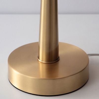 Cone Fabric Table Light Simple Single Bronze Nightstand Lamp with Ceramic Ball Decor