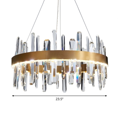 Crystal Rod Gold Chandelier Pendant Circular Minimalist Small/Medium/Large LED Ceiling Suspension Lamp