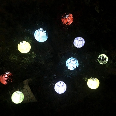 Decorative Lantern Ball String Lighting Plastic 10-Light Garden Solar Christmas Lamp in Black, 13.1ft