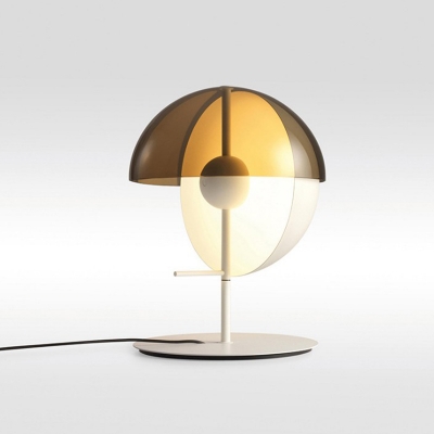 Designer Quarter-Sphere Table Lamp Grey Glass Single Bedroom Night Light in Black/White