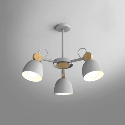 Grey/Blue/Light Brown Dome Chandelier Macaron 3/6-Light Metal Hanging Light Fixture with Adjustable Joint