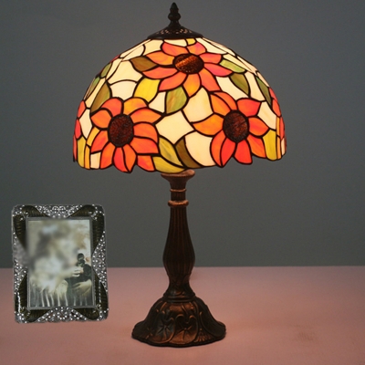 Hand Rolled Art Glass Sunflower Night Light Tiffany Single Yellow Table Lamp for Bedside