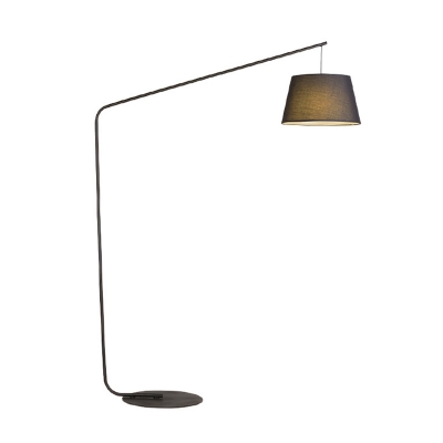 Metal Bend Reading Floor Light Minimalist Single Black/Flaxen Stand Up Lamp with Suspended Shade