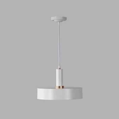 Metal Pot-Lid Drop Pendant Macaron Single Grey/White/Orange Ceiling Suspension Lamp over Dining Table