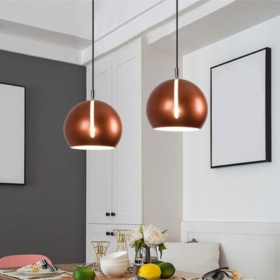 Nordic Dome Shaped Ceiling Pendant Metal 1 Bulb Dining Table Suspension Lamp with Slit in Black/Grey/Gold