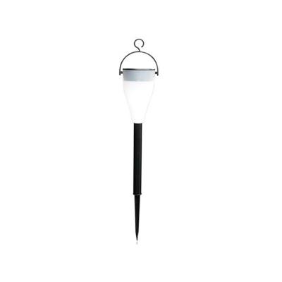 Outdoor LED Solar Stake Light Retro Black Lawn Lamp with Cone Plastic Shade, Warm/White Light