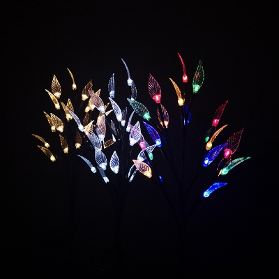 Plastic Leaf Solar Ground Light Contemporary White LED Pathway Lamp in Warm/White/Multi-Color Light