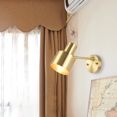 Post-Modern Single Swing Arm Wall Lamp Brass Dome/Grenade Wall Mount Lighting with Metal Shade