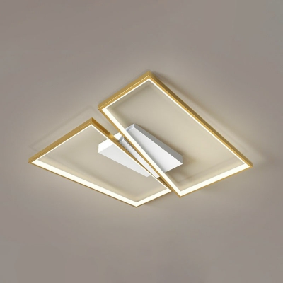 Round/Square Bedroom LED Flush Light Aluminum Minimalistic Close to Ceiling Lamp in Black/Gold