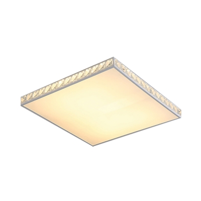 Simplicity Round/Square Flush Mount Crystal Encrusted Bedroom LED Ceiling Lighting in White, Small/Medium/Large
