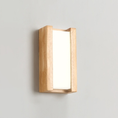 Square/Rectangle Dining Room Sconce Light Acrylic Nordic LED Flush Mount Wall Light in Wood, Warm/White/3 Color Light