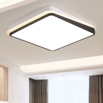 Square/Rectangle Living Room Ceiling Flush Acrylic Minimalist LED Flushmount Lighting in White and Black, Warm/White Light