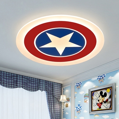 Star Patterned Round Acrylic Ceiling Lamp Cartoon White LED Flush Mount Light Fixture, Small/Medium/Large