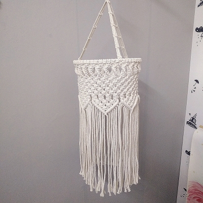 White 1 Head Hanging Lamp Bohemia Hemp Rope Criss-Cross Woven Pendant Lighting Fixture