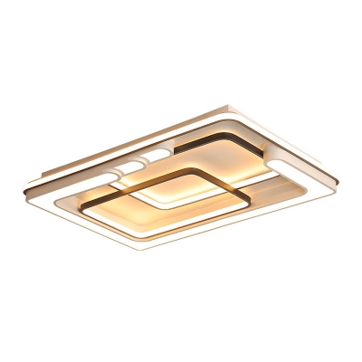 White Round/Square/Rectangle Ceiling Lamp Contemporary LED Acrylic Flush Mount Lighting in Warm/White/3 Color Light