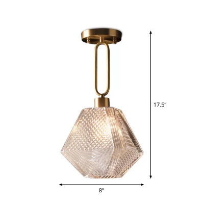 Wine Bottle Pendant Ceiling Light Modern Clear Textured Glass 1 Bulb Dining Room Hanging Lamp in Gold