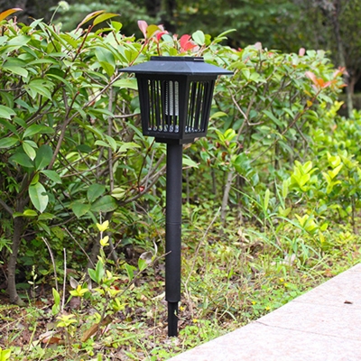 1 Pc Rectangle Plastic Solar Path Lamp Retro Black Flies Trap LED Stake Light Set for Outdoor