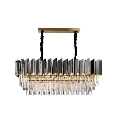10/19/24 Lights Living Room Chandelier Post-Modern Black Suspension Pendant with Tiered Crystal Shade