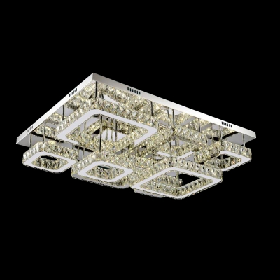 6-Head Living Room Ceiling Flush Mount Modern Clear Flush Light with Layered Crystal Shade