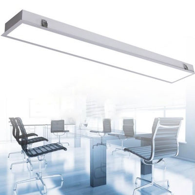 Bar Shaped Office Ceiling Light Aluminum Minimalist LED Flush Mount Lamp in White, Small/Medium/Large