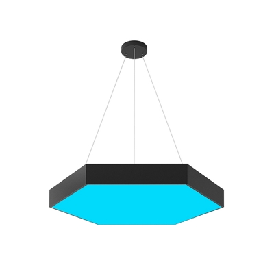 Black Hexagon Pendant Light Fixture Simple Metal LED Ceiling Suspension Lamp with Acrylic Diffuser