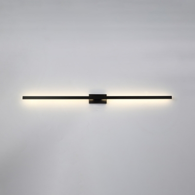 Black Ultra-Thin Rod Wall Lamp Simplicity Metal Small/Large LED Wall Mounted Light over Vanity Mirror