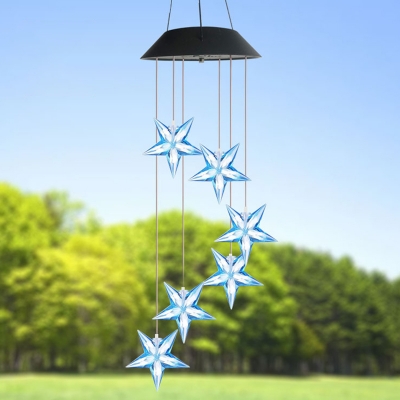Blue Star Solar Suspension Light Cartoon 6-Bulb Plastic LED Multiple Lamp Pendant with Hook