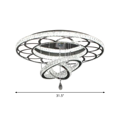 Clear Flower/Round Flushmount Modernist Faceted Crystal Small/Medium/Large LED Flush Mount Ceiling Light for Bedroom
