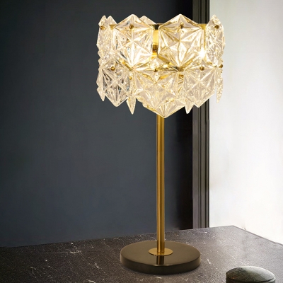 Clear K9 Crystal Snowflake Table Light Post-Modern 6-Light Gold Plated Night Light for Bedroom
