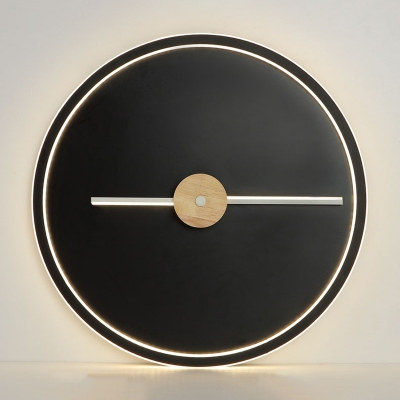 Clock Shaped Thinnest Ceiling Lamp Macaron Metal Grey/Black/White LED Flushmount Light for Bedroom, Small/Large