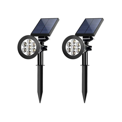 Conical Solar Spotlight Lawn Lamp Modern Plastic Patio LED Stake Light in Black, Warm/White/Multi-Color Light