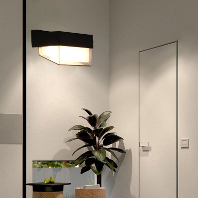 Creative Modern LED Sconce Light Matte Black Oblong/Rectangle/Beveled Wall Mounted Lamp with Acrylic Shade for Patio