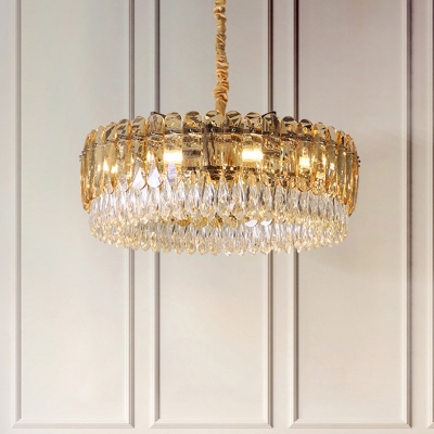Crystal Circular Pendant Chandelier Simplicity 6/10 Lights Bedroom Ceiling Hanging Light in Silver