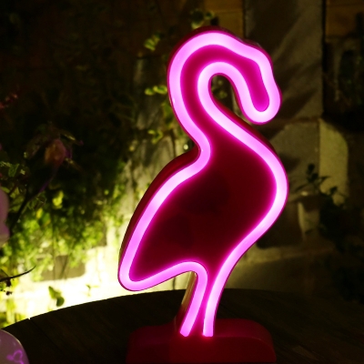 Flamingo Wall Night Light Cartoon Plastic Rose Red and White LED Night Lamp for Bedroom
