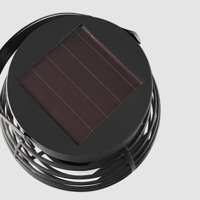 Metal Globe Solar Lawn Light Modern Black Handled LED Pendant Lamp for Patio, 3.5