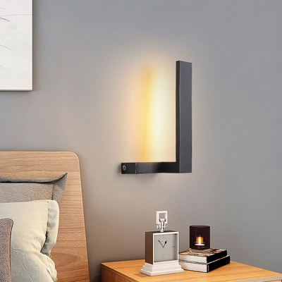 Nordic Bar Shaped Wall Sconce Lamp Metal Bedside Horizontal/Vertical LED Wall Light in Black/White